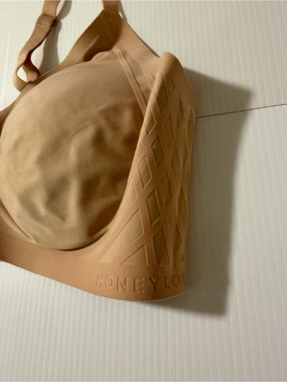 Honeylove Silhouette Bra support 3D printed velvet accent tan nude beige 1XL - Picture 4 of 8
